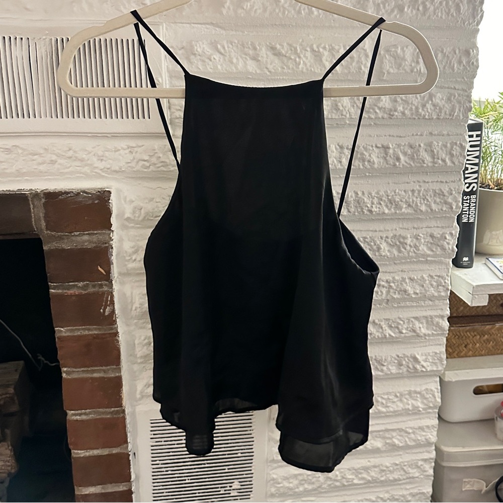 High neck black flowy tank Lulus